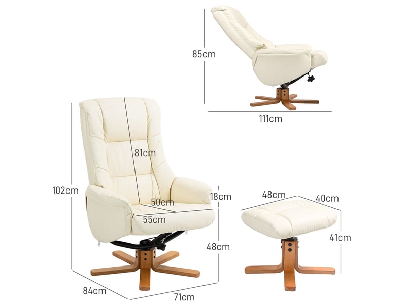  Chaise fauteuil relax tabouret assorti fonction inclinable fonction bascule dossier haut  - Conforama C