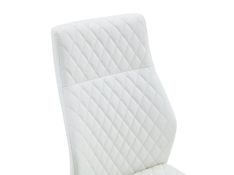  Lot de 2 chaises de salle à manger,43x63x100 cm,similicuir et métal argenté,blanc  - Conforama E