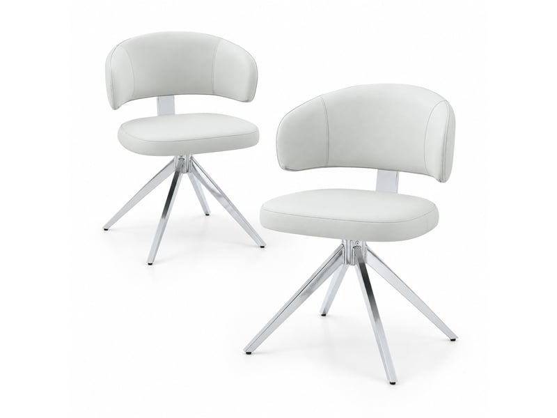  Fauteuil pivotant 360° avec dossier rembourré  - pieds métal antidérapants, pu gris clair  - Conforama A
