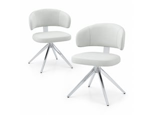 Fauteuil pivotant 360° avec dossier rembourré  - pieds métal antidérapants, pu gris clair