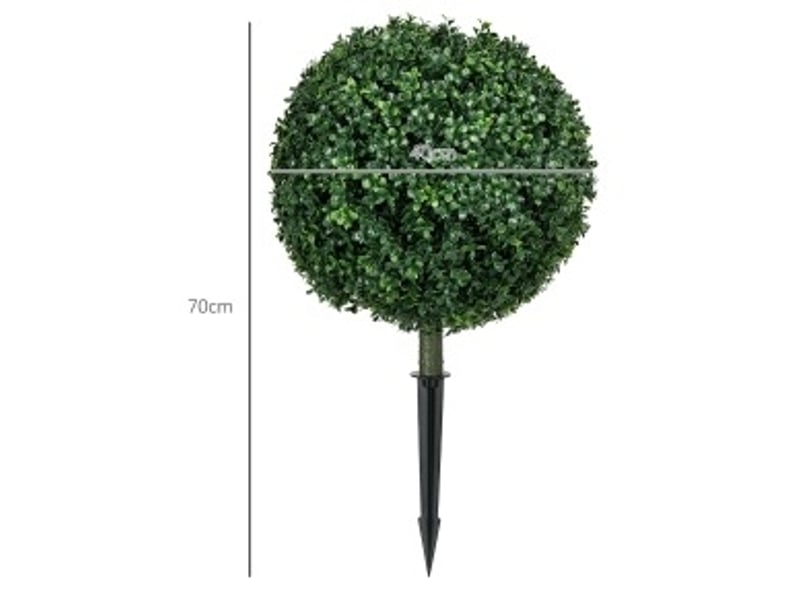  Lot de 2 arbres artificiels buis avec piquet de sol et protection uv en plastique vert ø40 × 70 cm  - Conforama C