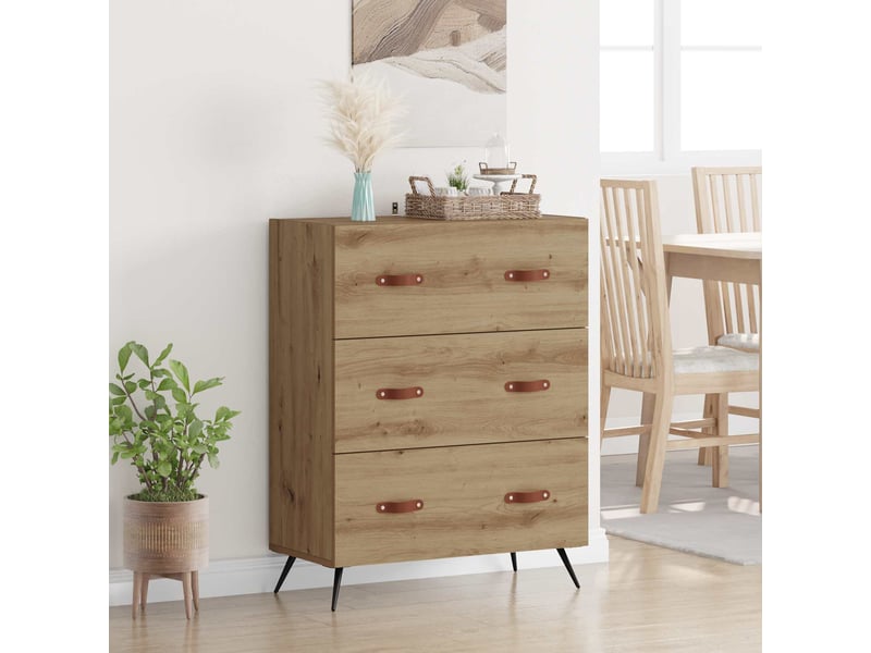  Commode chambre adulte, armoire à tiroirs 3-tiroir chêne artisanal 69,5x34x90 cm  - Conforama B