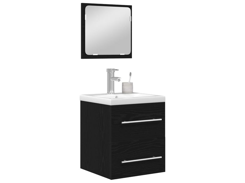 Ensemble de mobilier de salle de bain 2 pièces chêne noir cf64216 - Conforama C