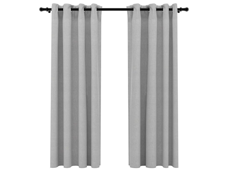  Lot de 2 rideaux occultants, rideaux black-out aspect lin avec œillets gris 140x175cm cf44522  - Conforama A