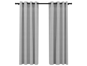 Lot de 2 rideaux occultants, rideaux black-out aspect lin avec œillets gris 140x175cm cf44522