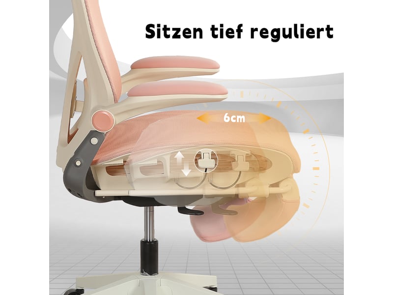 Chaise de bureau ergonomique pliable avec appui-tête 3d et soutien lombaire - lpospi - maille - rose  - Conforama E