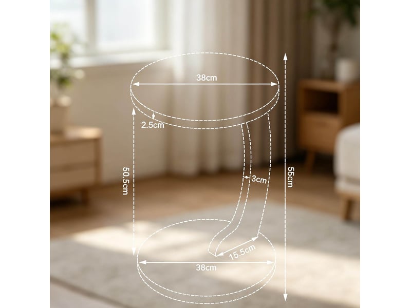  Table basse ronde c 38x38x55 cm mdf chêne clair  - Conforama C