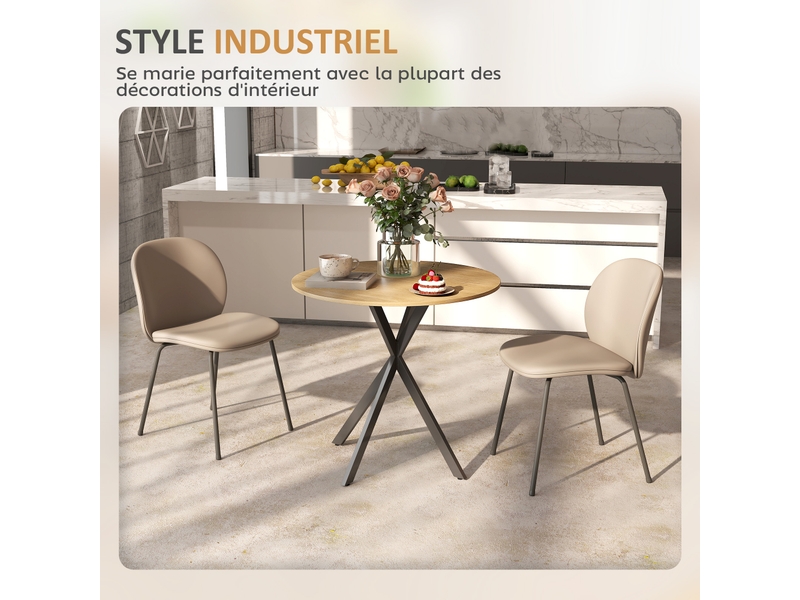  Table à manger ronde 2 personnes piètement acier ø 80 x h 75 cm  - Conforama E