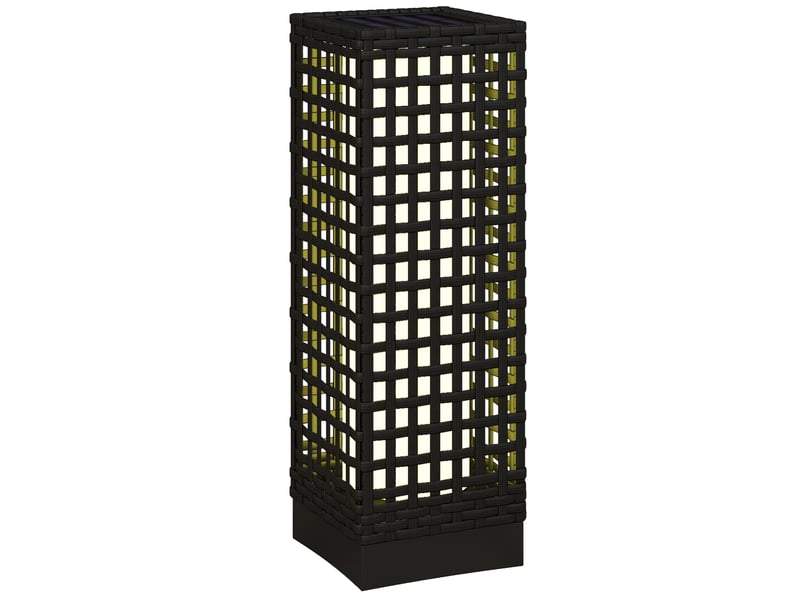  Lampe solaire de jardin,meulva,15,5x15,5x46 cm,avec capteur,acier et résine tressée,noire  - Conforama A