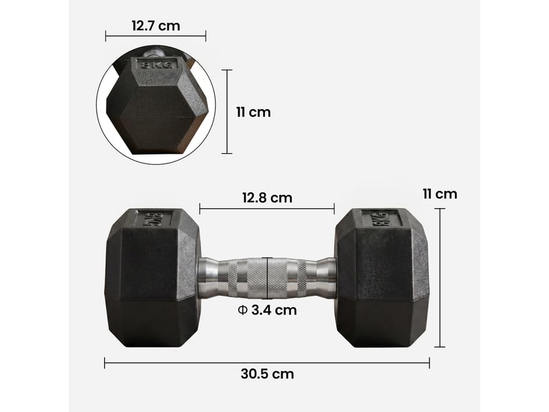  Ensemble d'haltères de musculation, 2 x 8 kg, avec poignées antidérapantes, pour entraînement de force à domicile, noir  - Conforama E