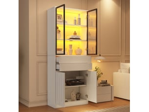 Vitrine coloris blanc 3 étagère(s) WISHDOR - 70 cmx180 cm