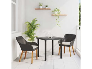 Ensemble de salle à manger pour jardin 3 pièces noir polyrotin