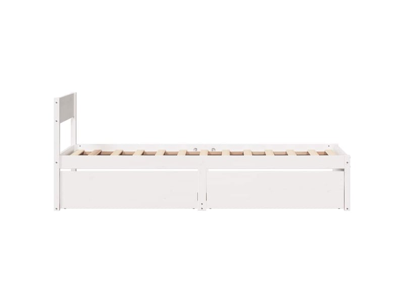  Lit simple- lit adulte -  cadre de lit sans matelas blanc 90x200 cm bois de pin massif  - Conforama D