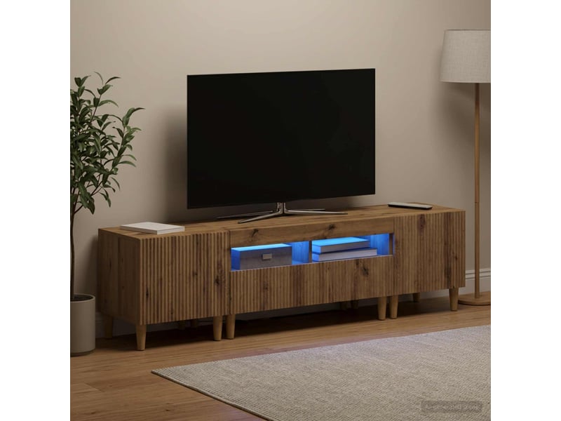  Ensemble de 3 meubles tv - banc tv - meuble de rangement led arnhem 3 pcs chêne artisanal  - Conforama B