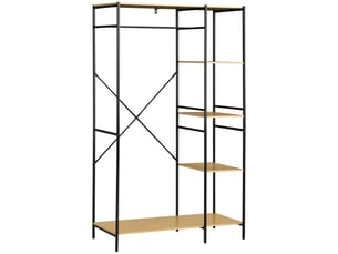 Penderie portant à vêtements style industriel en métal dim. 100l x 46l x 170,5h cm - avec tringle et 4 étagères