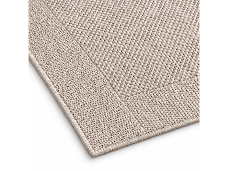  The white stone tapis extérieur avec bordure 140x200 cm tourterelle | pour intérieur et extérieur, résistant aux uv et à l'eau, lavable | tapis en polypropylène tissé à plat effet sisal  - Conforama B