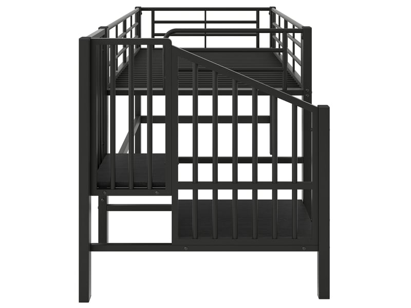 Lit mi-hauteur 90 x 200 cm marche avec rangement intégré 79,5 cm sous-lit lattes incluses mdf et métal noir sans matelas - Conforama E