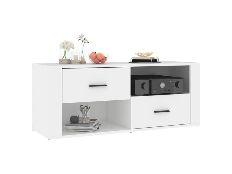  Meuble tv - banc tv - meuble de rangement blanc 100x35x40 cm bois d'ingénierie  - Conforama D