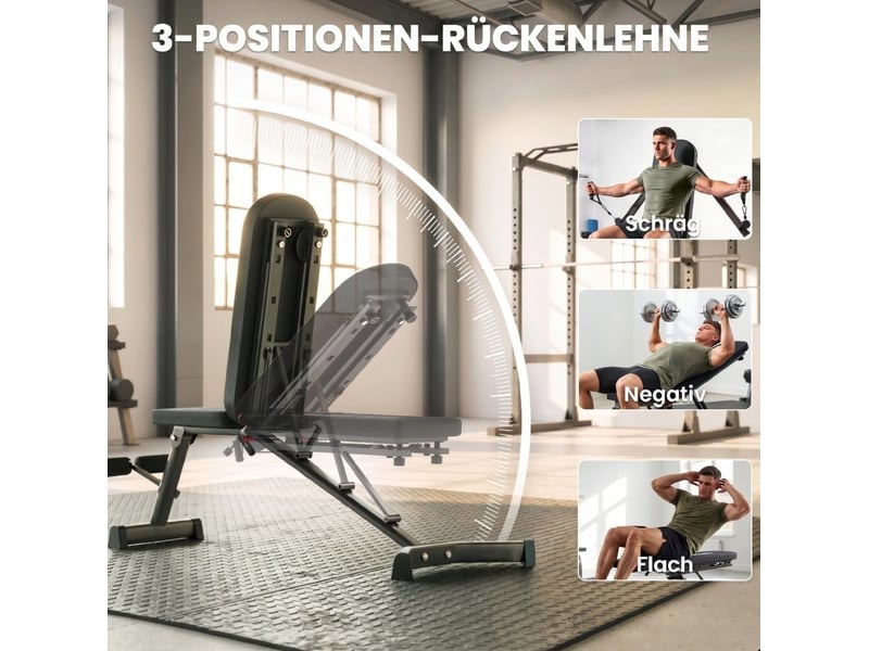  Banc de musculation pliable 135 x 130 x 107 cm, noir, métal, avec extension des jambes et bras fly  - Conforama B