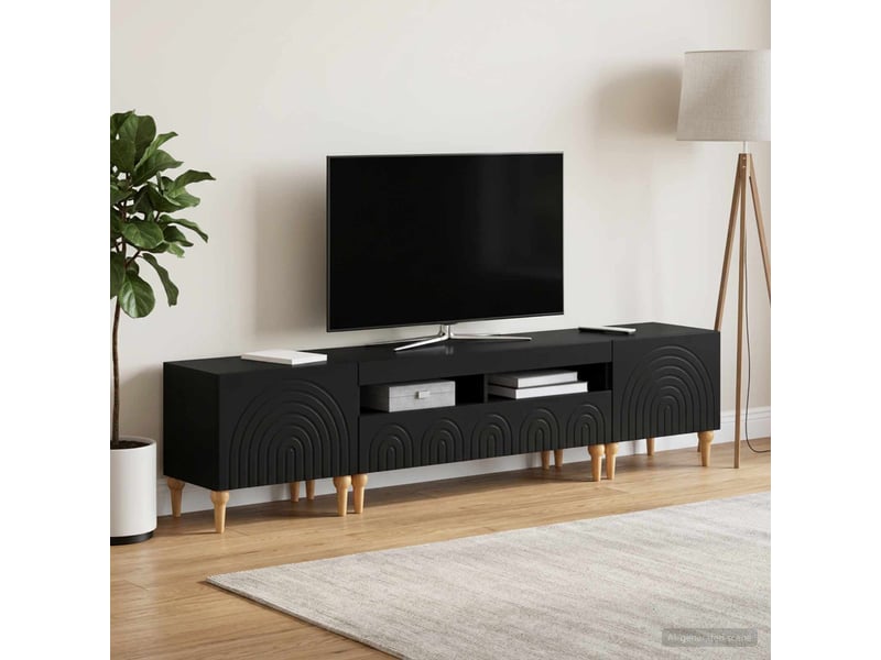  Ensemble de 3 meubles tv led noir bois d'ingénierie shl79765  - Conforama C