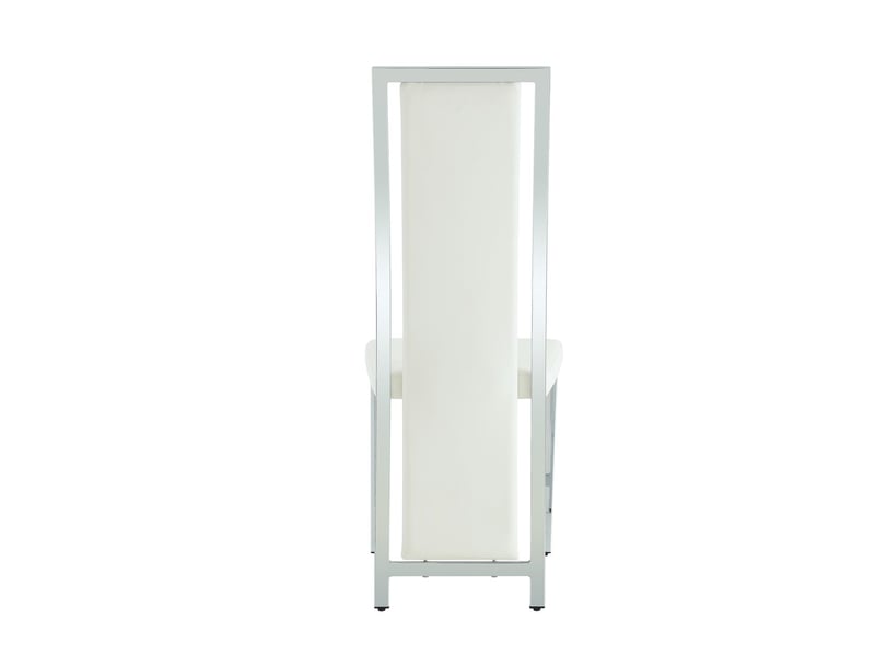 Chaise de salle à manger 109 cm revêtement en cuir pu blanc lot de 2 pièces style minimaliste européen cadre métallique à finition argentée détail argenté - Conforama C