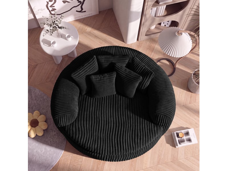 Fauteuil lounge 145x133x59 cm assise basse noir - Conforama C
