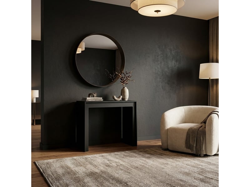Console extensible gain de place en mdf anti-rayures, made in italy, nivara - noir  - Conforama B