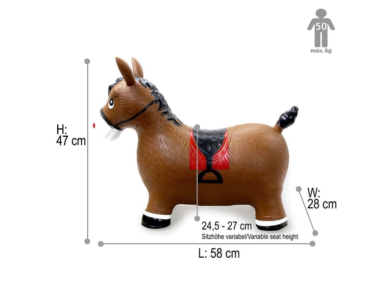 Animal rebondissante cheval hoppydoo brun avec pompe 460597 - Conforama B