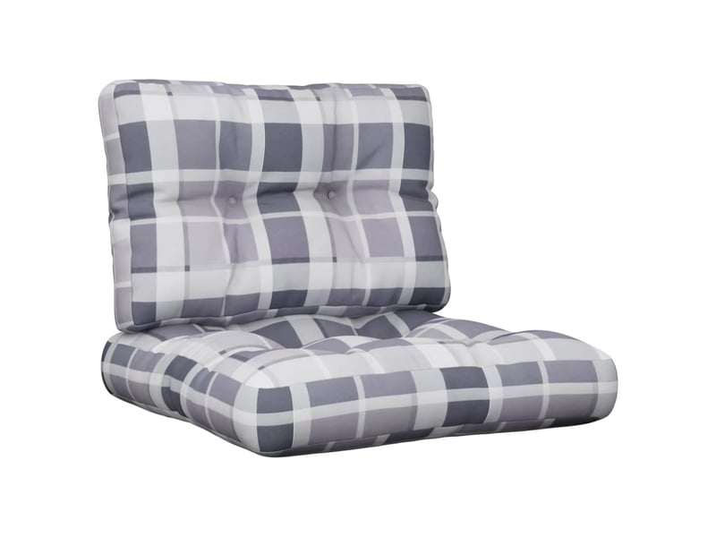 Lot de 2 coussins de palette, coussins de canapé motif à carreaux gris tissu cf59543  - Conforama A