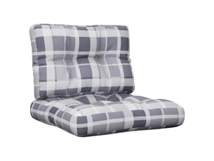 Lot de 2 coussins de palette, coussins de canapé motif à carreaux gris tissu cf59543