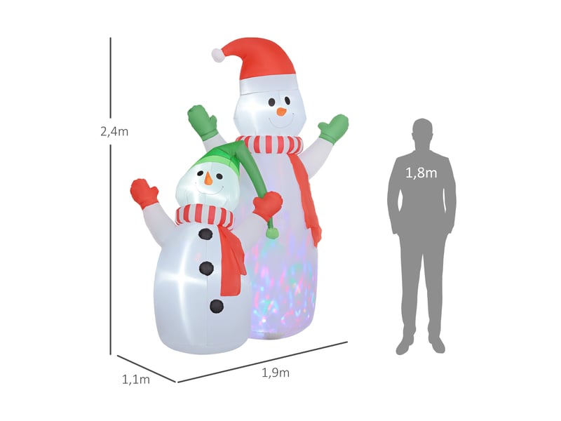  Bonhomme de neige gonflable de noël, 240 cm, décoration gonflables de noël avec lumières led, blanc  - Conforama E