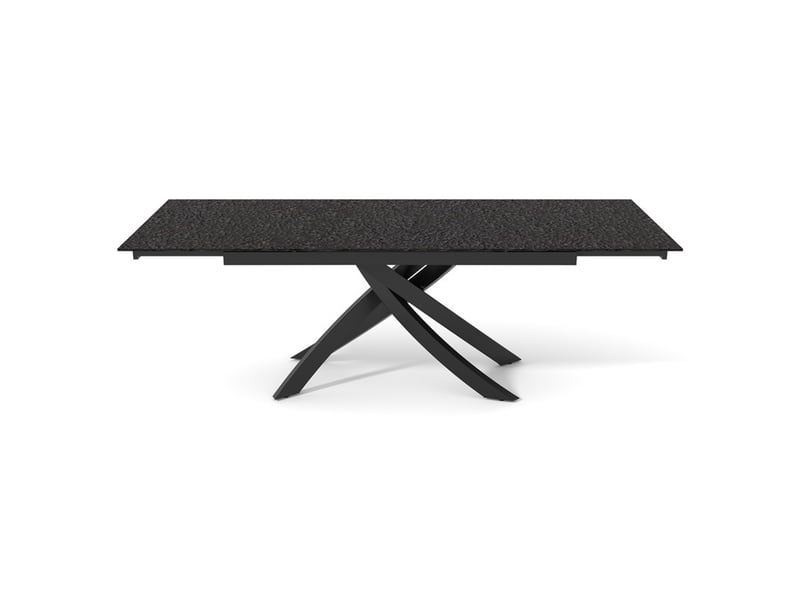 Table extensible 160 à 240 cm verre bullé gris anthracite pied entrecroisé - atlanta 11  - Conforama C