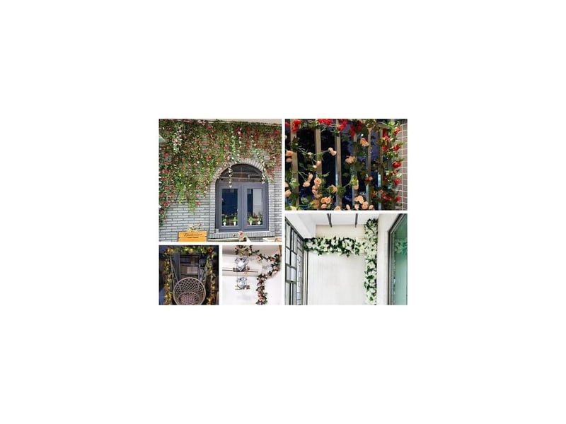 Lots 220cm fleur artificielle rose guirlande vine fausse artificiel rose fleurs rouge artificielle décoratives pour mariage jardin maison décoratio - Conforama E