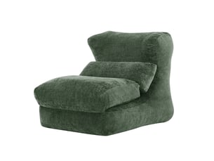 Fauteuil convertible vert en tissu effet fourrure, dossier et coussin rembourrés, idéal pour se détendre à la maison