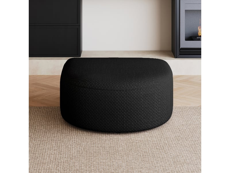 Pouf noir pour salon grand pouf confortable en tissu chenille doux 87x84x38cm - Conforama D
