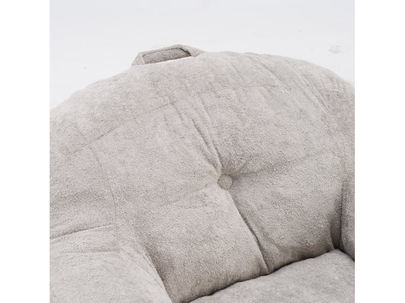 Fauteuil poire avec accoudoirs 95x95 cm – gris clair – simili fourrure et mousse déchiquetée, sans montage - Conforama E