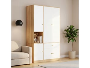 Armoire 3 porte(s) battante  1 tiroir(s) <strong>BGSRYAO</strong> <strong></strong> coloris bicolore largeur 120 cm