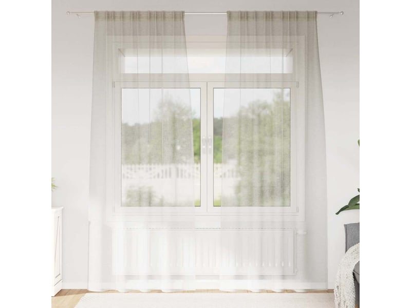  Lot de 2 rideaux en voile, voilage crème 225 x 140 cm polyester cf43897  - Conforama B
