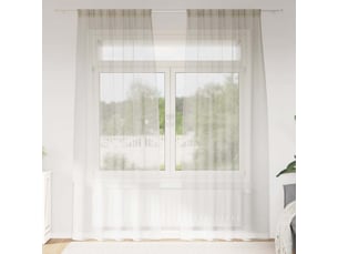 Lot de 2 rideaux en voile, voilage crème 225 x 140 cm polyester cf43897