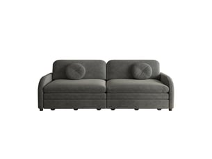 Canapé droit convertible <strong></strong> <strong></strong> 3 places Tissu gris