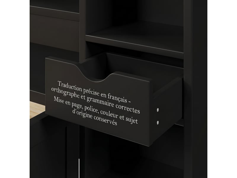  Lit double 140x200 cm avec rangement, cadre de lit noir avec 3 tiroirs, led et port usb, lit plateforme adulte  - Conforama D