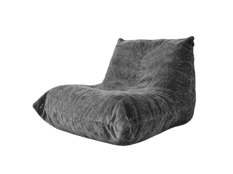  Fauteuil poire modenvie forme chenille volante en flanelle gris 90 x 100 x 80 cm  - Conforama A