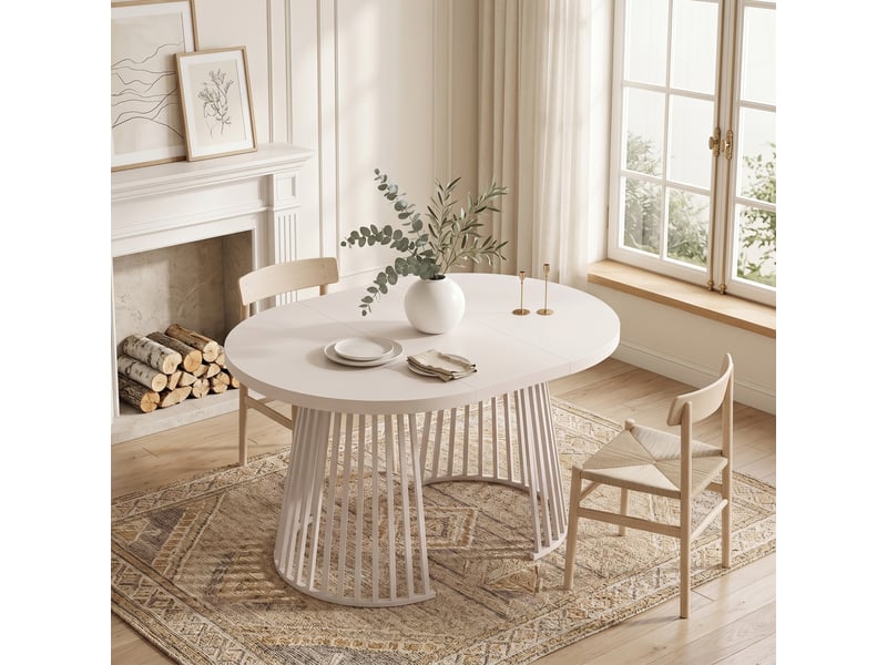 Table à manger extensible 100138176x100 cm pour 4-8 personnes, table de salle à manger à double rallonge, plateau épais 3 cm, pieds métal, cachemire OPULERANE TRADING LTD - Conforama B