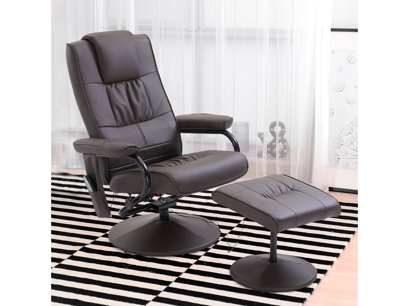  Fauteuil massant pivotant simili cuir marron avec repose-pieds et télécommande – homcom  - Conforama B