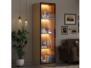 Vitrine coloris bois clair 3 étagère(s) HOMVRA - 40 cmx165 cm