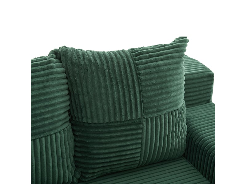  Canapé droit moderne vert émeraude velours côtelé avec rangement intégré et coussins inclus pour salon contemporain  - Conforama E