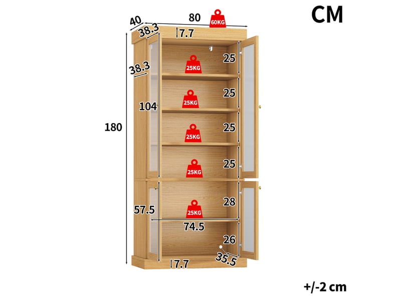 Armoire de rangement à led multicolore, anti-basculement, mdf et verre, bois naturel 160 × 40 × 180 cm - Conforama D