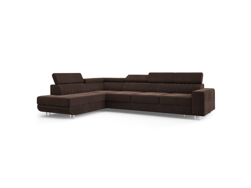  Canapé d'angle hestion, velours marron  - Conforama A