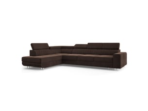 Canapé d'angle gauche convertible MASSENO  5 places Velours marron avec coffre de rangement