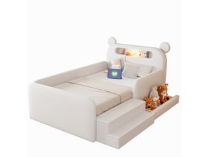 Lit avec rangement 90x200 cm COVREO    coloris blanc